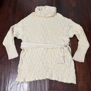 Free People For The Love Of Cables Mini Sweater Dress Women’s Size Large Ivory